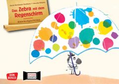 Kamishibai-Bilder-Set (DIN A3): Das Zebra mit dem Regenschirm.